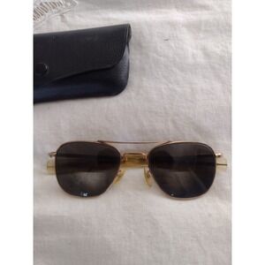 Vtg American Optical Pilot Aviator Sunglasses 12K GF Gold Filled 5 1/2 Military